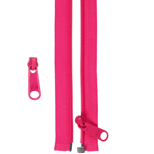 ByAnnie's 50 inch Separating Zipper and Extra Slide is a great addition to your sewing arsenal.

The zipper is perfect for coats, garments, specialty bag construction, home decor and anywhere that a separating zipper is needed.

PLUS, with the included extra slide, you can use any remaining zipper tape for another project to match your outfit.