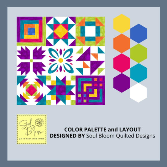 Get ready to level up your skills with some traditional blocks and unique layouts. The 2025 Sprout Skill Building – Growing Our Roots with 8 amazing designers from the Quilt Designers Collective.

This fabric pack includes all the Glaze II (with Kona White for the background) for the top and binding. Does not include backing. For more information on the challenge, check out the Quilt Designers Collective on IG and FB!