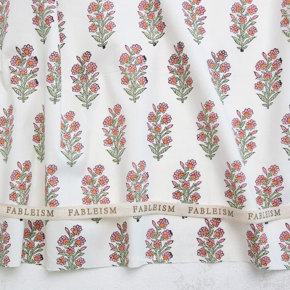Manufacturer: Fableism
Designer: Fableism
Collection: Indian Block Prints: Cottage
Print Name: Wild Floral in Blushing
Material: 100% Cotton
Weight: Quilting 
SKU: BPCT-06-WLD-BLUSHING
Width: 44 inches