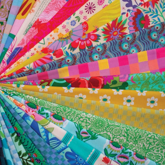 This Factory Cut FAT QUARTER BUNDLE contains 25 quilting cotton prints by Anna Maria Parry for Anna Maria Textiles.

Manufacturer: Anna Maria Textiles for Northcott Fabrics
Designer: Anna Maria Parry
Collection: Colorway Bundles 3 - Cheery
Material: 100% Cotton
Weight: Quilting
SKU: FQ3CHRY25-10