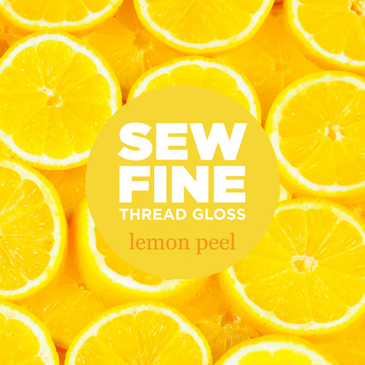0.5oz pot of "Lemon Peel" Sew Fine Thread Gloss. Bright and delicious, this mouthwatering fragrance delivers the perfect burst of citrus to liven up your hand-sewing!