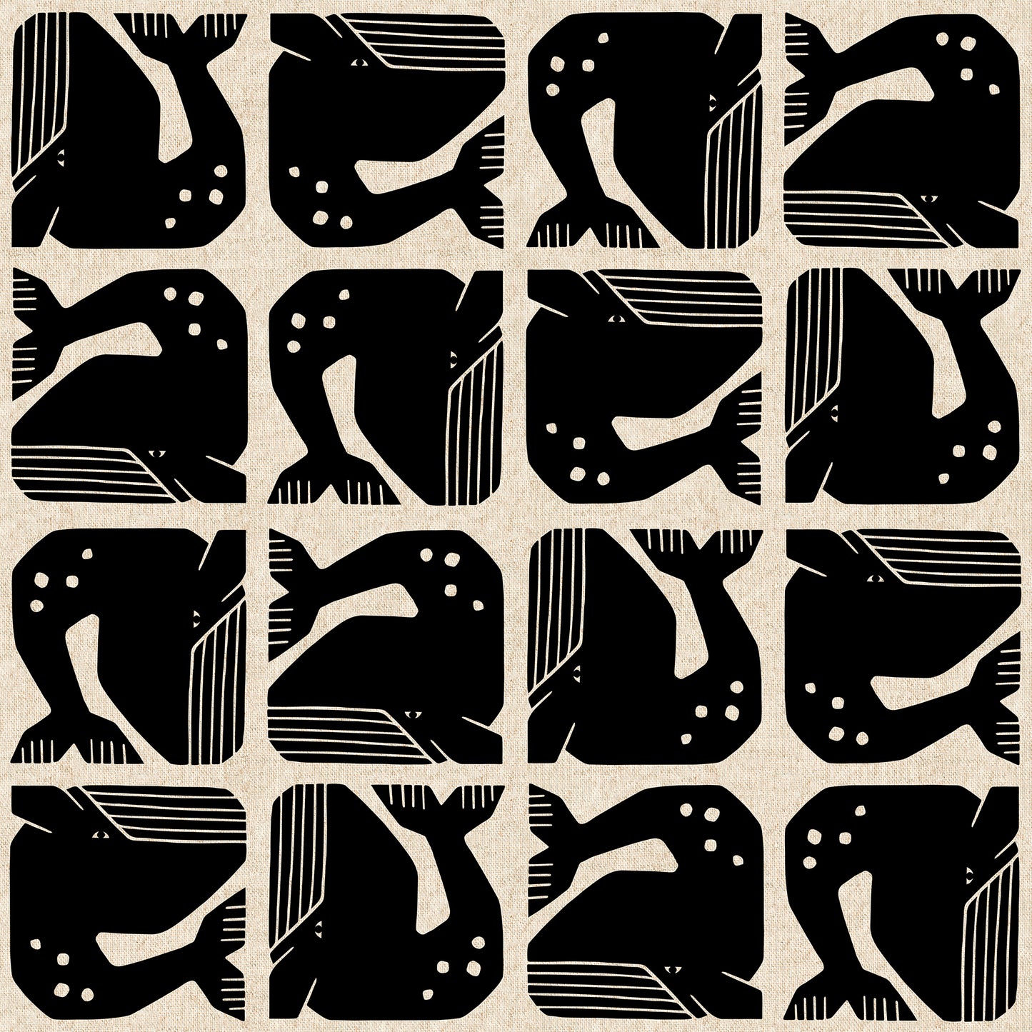 PREORDER || Cotton + Steel - By the Seaside II - Grumpy Whale in Night Sky Unbleached CANVAS - MAY 2026