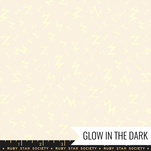 Manufacturer: Ruby Star Society Designer: Ruby Star Society Collection: Tiny Frights Print Name: Lightning in Glow in the Dark Material: 100% Cotton Weight: Quilting SKU: RS5116 12G Width: 44 inches