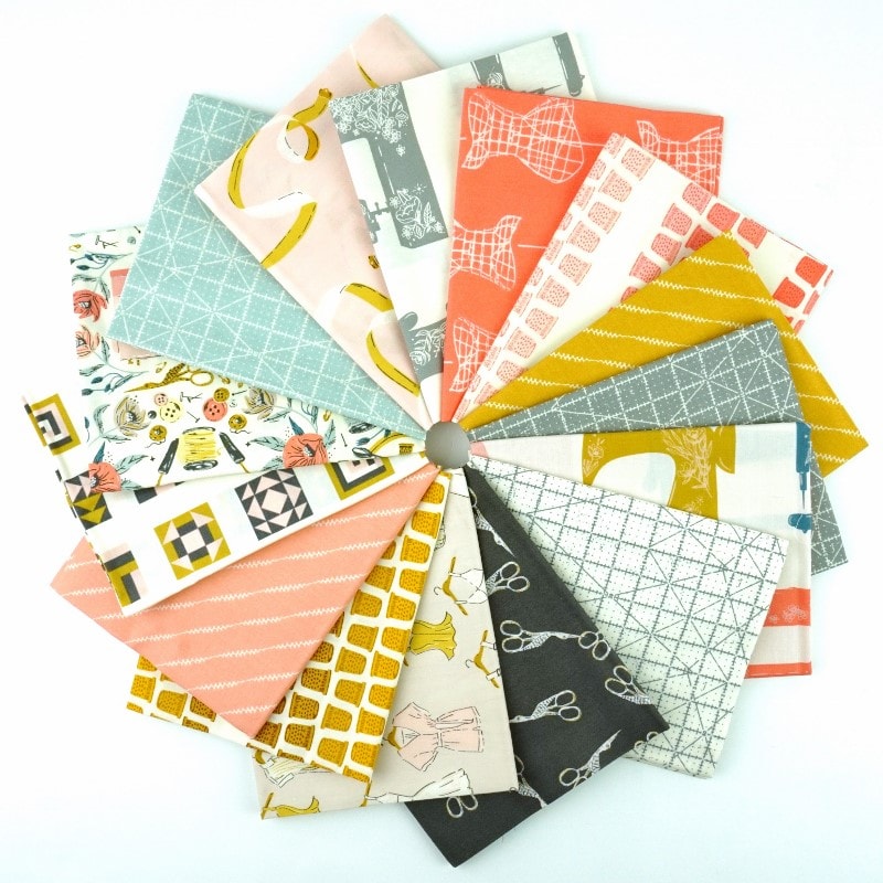 This factory cut FAT QUARTER BUNDLE contains 15 quilting cotton prints from Sew Obsessed by AGF Studios for Art Gallery Fabrics.  Manufacturer: Art Gallery Fabrics Designer: AGF Studios Collection: Sew Obsessed Material: 100% Cotton  Weight: Quilting