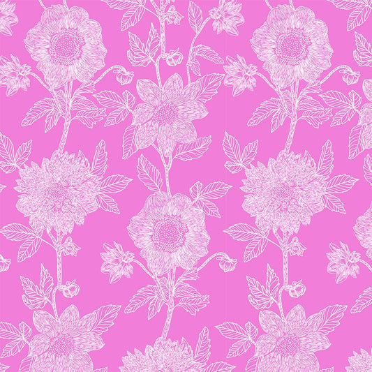 Manufacturer: Anna Maria Textiles for Northcott Fabrics
Designer: Anna Maria Parry
Collection: Silhouette
Print Name: Stitched Dahlia in Fuchsia
Material: 55% Linen 45% Cotton
Weight: Quilting 
SKU: CLAMT104-28L
Width: 44 inches