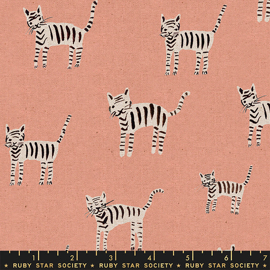 Manufacturer: Ruby Star Society Designer: Rashida Coleman-Hale Collection: Darlings 2 Print Name: Tiger Stripes Peach CANVAS Material: 100% Cotton  Weight: Quilting  SKU: RS5067-13L Width: 44 inches