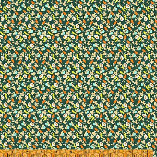 Manufacturer: Windham Fabrics Designer: Heather Ross Collection: Lucky Rabbit Print Name: Calico in Dark Teal Material: 100% Cotton  Weight: Quilting  SKU: 37027A-10 Width: 44 inches