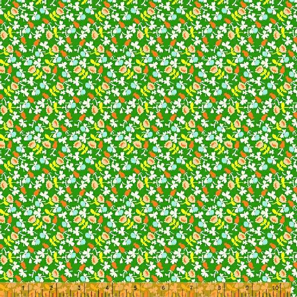 Manufacturer: Windham Fabrics Designer: Heather Ross Collection: Lucky Rabbit Print Name: Calico in Green Material: 100% Cotton  Weight: Quilting  SKU: 37027A-6 Width: 44 inches