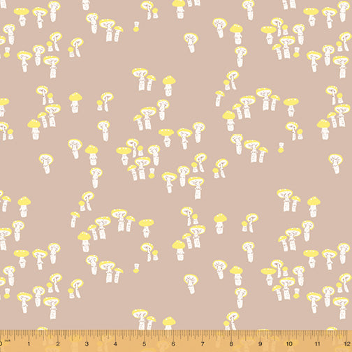 Manufacturer: Windham Fabrics Designer: Heather Ross Collection: Far Far Away 3 Print Name: Mushrooms in Taupe Material: 100% Cotton  Weight: Quilting  SKU: WIND 52756-11 Width: 44 inches
