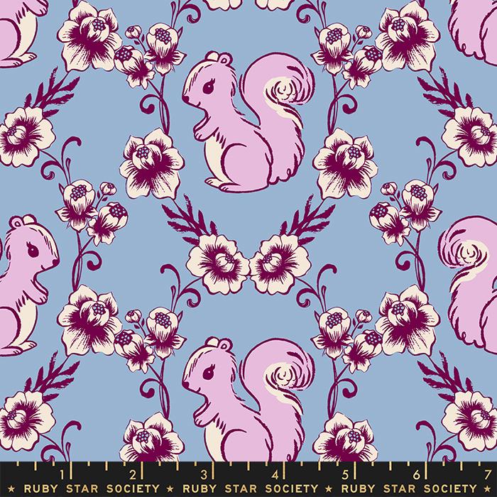 Manufacturer: Ruby Star Society Designer: Sarah Watts Collection: Reading Nook Print Name: Fancy Squirrel in Celestial Material: 100% Cotton  Weight: Quilting  SKU: RS2077-14 Width: 44 inches