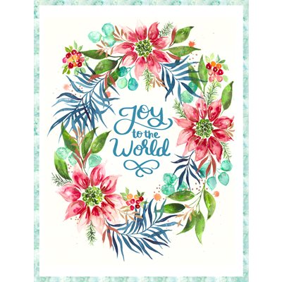 This listing is for one packaged panel measuring 56" x 74".   Manufacturer: Moda Fabrics Designer: Laura Muir Collection: Starflower Christmas Print Name: Joy to the World Digital Panel Material: 100% Cotton  Weight: Quilting  SKU: 58486P-11