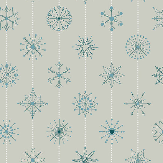 Manufacturer: Andover Fabrics Designer: Giucy Giuce Collection: Natale Print Name: Snowflakes in Grigio Material: 100% Cotton Weight: Quilting  SKU: A-673-C