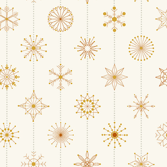 Manufacturer: Andover Fabrics Designer: Giucy Giuce Collection: Natale Print Name: Snowflakes in Biscotti Material: 100% Cotton Weight: Quilting  SKU: A-673-LY