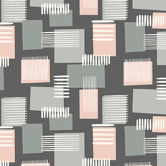 Manufacturer: Andover Fabrics Designer: Libs Elliott Collection: Rancho Relaxo Print Name: Metro in Shell Pink Material: 100% Cotton Weight: Quilting  SKU: A-742-C Width: 44 inches
