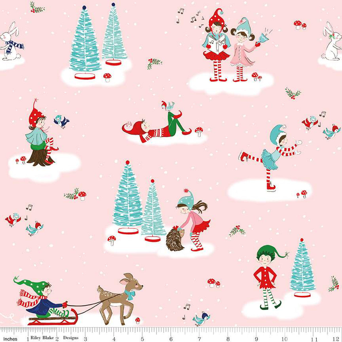 Manufacturer: Riley Blake Designs Designer: Tasha Noel Collection: Pixie Noel 2 Print Name: Main in Pink Material: 100% Cotton  Weight: Quilting  SKU: C12110-PINK Width: 44 inches