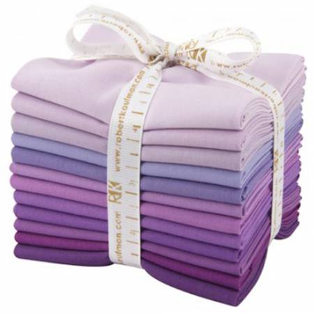 This factory cut FAT QUARTER BUNDLE contains 12 cotton fabrics from Kona Solids for Robert Kaufman Fabrics.    Manufacturer: Robert Kaufman Fabrics Collection: Kona Cotton Solids Lavender Fields Material: 100% Cotton  SKU: FQ-918-12 Weight: Quilting 