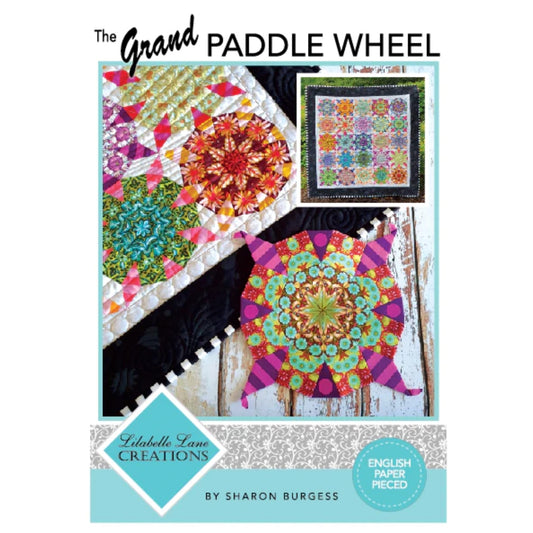 The Grand Paddle Wheel Quilt is English Paper Pieced and is made from the one ‘Paddle Wheel’ block on repeat. The ‘Paddle Wheel’ block has been increased in size for The Grand Paddle Wheel Quilt and finishes at approx. 9” and is a great block for those who like to play with some fussy cutting. If you would like smaller blocks see LL060 Paddle Wheel where the blocks finish at approx. 6.5”.
