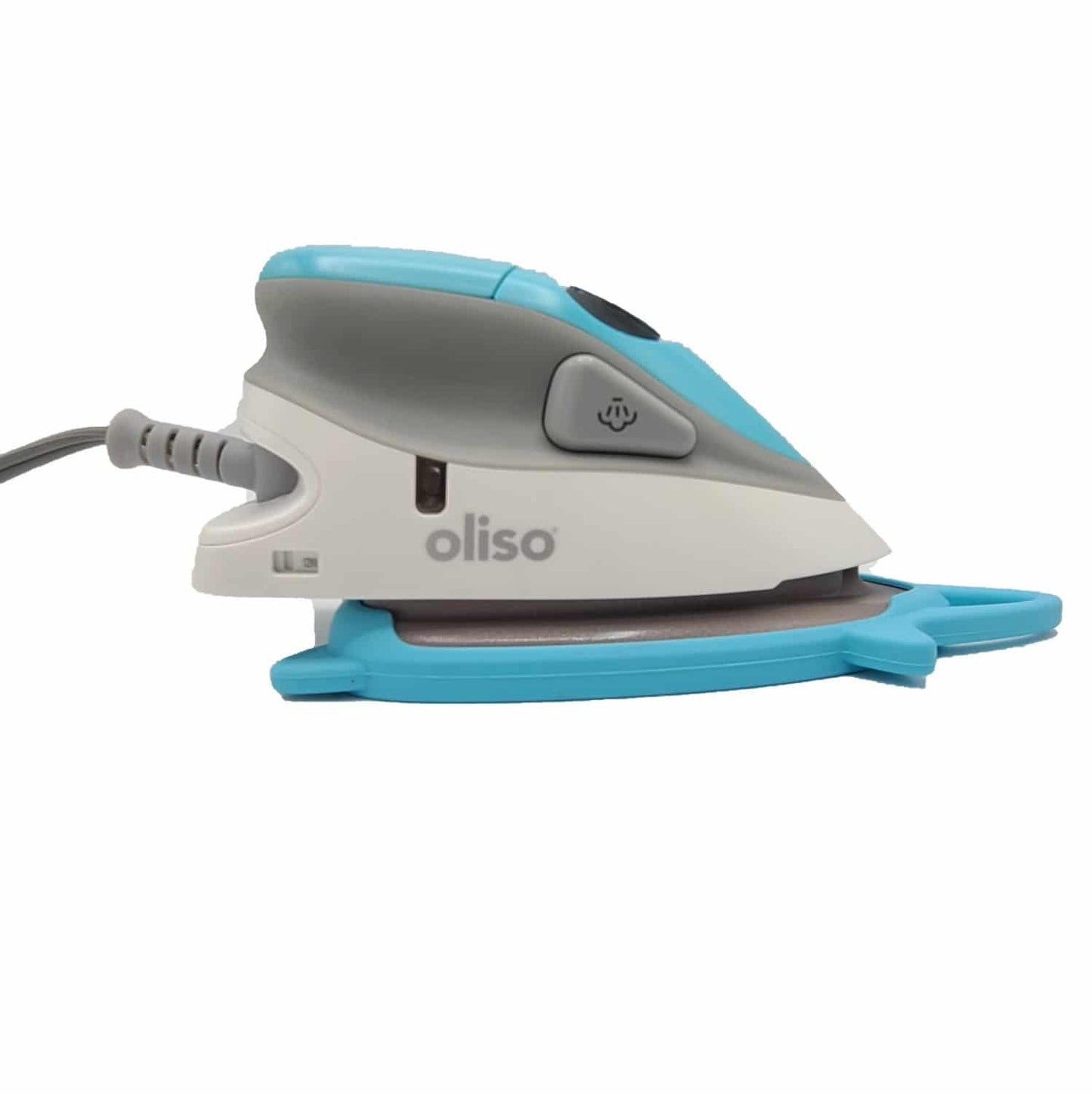 Oliso Mini Project Iron packs all the power of a full sized iron in a lightweight design, perfect to iron next to your sewing machine or travel to classes. It comes with a silicone trivet so you can place your iron face down or travel and store your project iron safely.  Features:  One-press steam control Universal voltage - Switch between 120v and 240v One-press steam control 1000 watts of power Precision tip 8' cord with a 180 degree pivot Fabric selector Manufacturer offers limited three year warranty