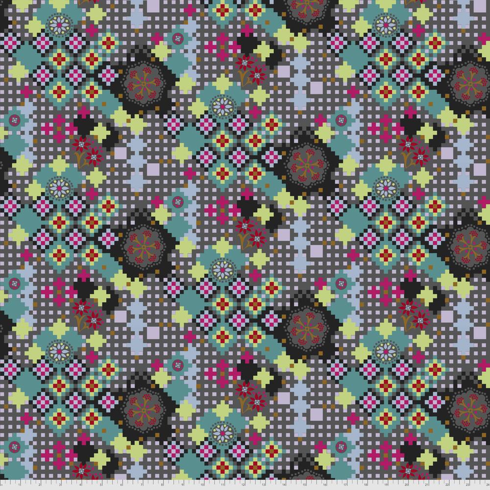 Manufacturer: FreeSpirit Fabrics Designer: Anna Maria Horner Collection: Love Always, AM Print Name: Postage Due in Kaleidoscope Material: 100% Cotton  Weight: Quilting  SKU: PWAH068.KALEIDOSCOPE Width: 44 inches