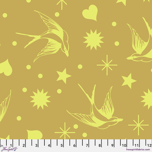 Manufacturer: FreeSpirit Fabrics Designer: Tula Pink Collection: Neon True Colors Print Name: Neon Fairy Flakes in Moon Beam Material: 100% Cotton  Weight: Quilting  SKU: PWTP157.MOONBEAM Width: 44 inches