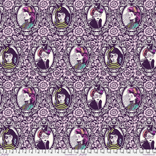 Manufacturer: FreeSpirit Fabrics Designer: Tula Pink Collection: Nightshade {Deja Vu} Print Name: Mini Coven in Nerium Material: 100% Cotton  Weight: Quilting  SKU: PWTP210.NERIUM Width: 44 inches