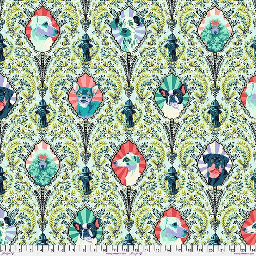 Manufacturer: FreeSpirit Fabrics Designer: Tula Pink Collection: Besties Print Name: Puppy Dog Eyes in Bluebell Material: 100% Cotton  Weight: Quilting  SKU: PWTP213.BLUEBELL Width: 44 inches