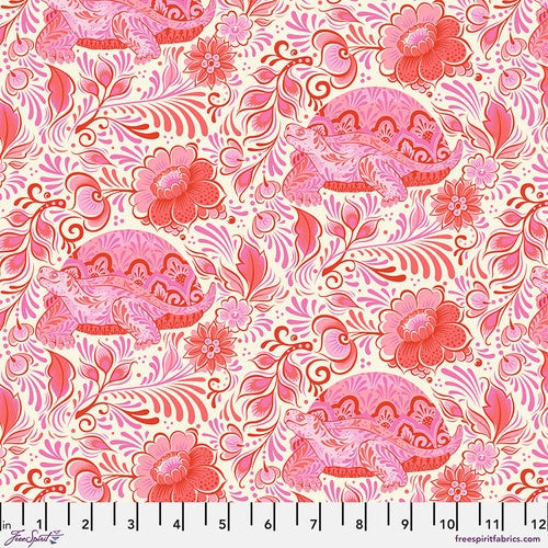 Manufacturer: FreeSpirit Fabrics Designer: Tula Pink Collection: Besties Print Name: No Rush in Blossom Material: 100% Cotton  Weight: Quilting  SKU: PWTP216.BLOSSOM Width: 44 inches