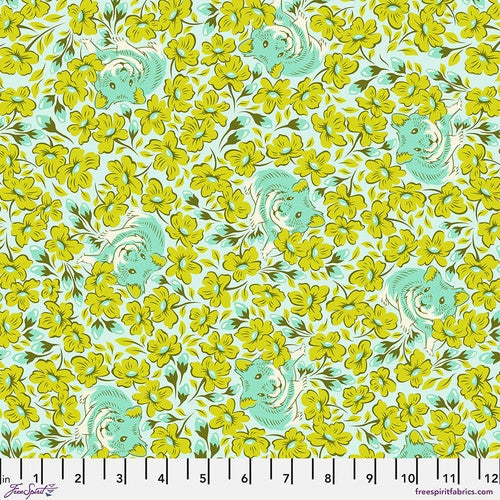 Manufacturer: FreeSpirit Fabrics Designer: Tula Pink Collection: Besties Print Name: Chubby Cheeks in Clover Material: 100% Cotton  Weight: Quilting  SKU: PWTP218.CLOVER Width: 44 inches