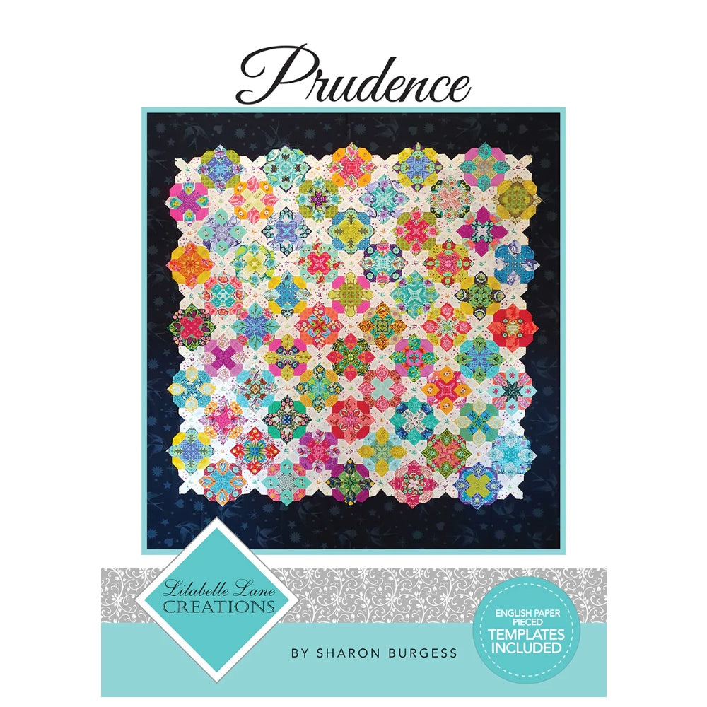 Welcome to the journey that is ‘Prudence’. She is fun, quirky and designed to be as individual as her maker. The ability to play with some simple fussy cutting allows the maker to explore their fabric, have fun and enjoy the slow stitching.  Complete Kit – Includes Pattern, Acrylic Templates and Paper Pieces. The pattern also includes colouring sheets, alternate layouts and finishing options.  Fabric Not Included.  Finished Quilt Size: 65″ x 65″