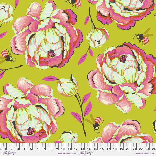 Manufacturer: FreeSpirit Fabrics Designer: Tula Pink Collection: Moon Garden Print Name: Sonic Bloom in Dawn WIDEBACK Material: 100% Cotton  Weight: Quilting  SKU: QBTP009.DAWN Width: 108 inches