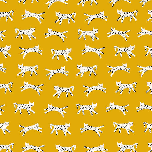Manufacturer: Ruby Star Society Designer: Rashida Coleman-Hale Collection: Darlings 2 Print Name: Snow Leopard in Goldenrod Material: 70% Cotton 30% Linen Weight: Quilting  SKU: RS5061-11 Width: 44 inches