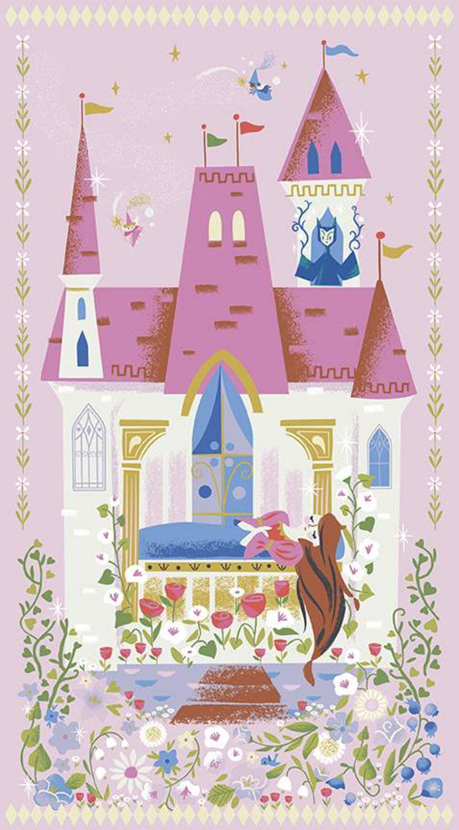 Manufacturer: Riley Blake Designs Designer: Jill Howarth Collection: Little Brier Rose Print Name: Panel in Pink Sparkle Material: 100% Cotton Weight: Quilting  SKU: SP11076-PINK Width: 44 inches
