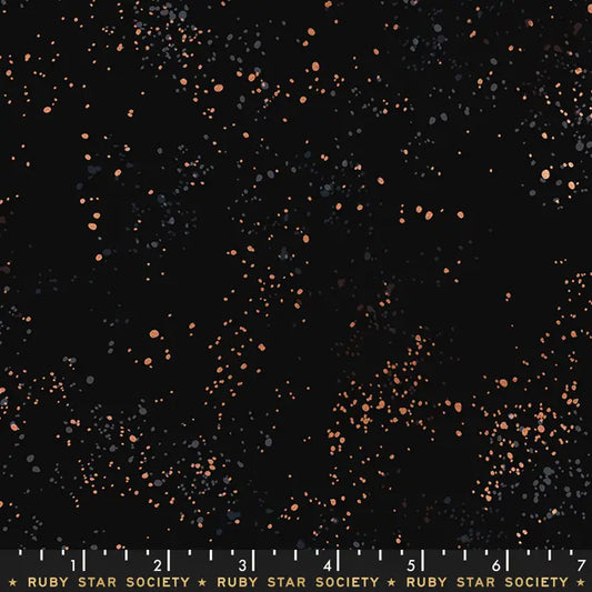 Manufacturer: Ruby Star Society Designer: Rashida Coleman Hale Collection: Speckled Print Name: Speckled Metallic Black Material: 100% Cotton  Weight: Quilting  SKU: RS5027-61M Width: 44 inches