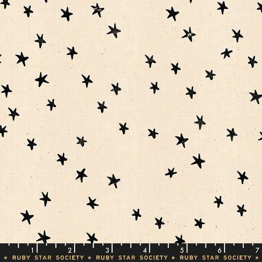 Manufacturer: Ruby Star Society Designer: Alexia Abegg Collection: Starry Print Name: Natural Black Material: 100% Cotton  Weight: Quilting  SKU: RS4109-35 Width: 44 inches
