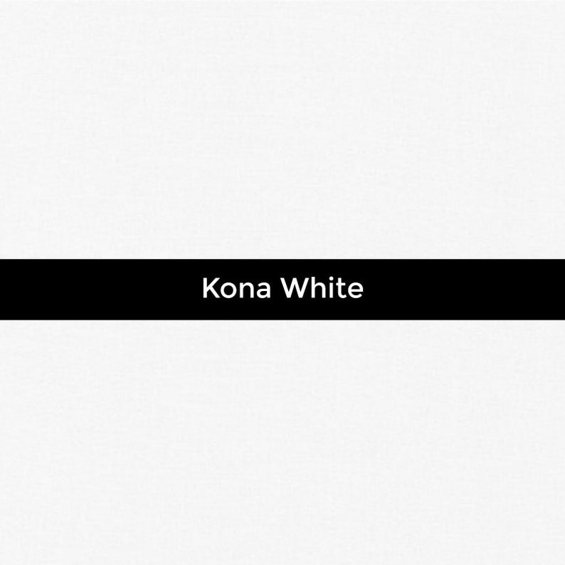 Manufacturer: Robert Kaufman Designer: Robert Kaufman Fabrics Collection: Kona Cotton Solids Print Name: White Material: 100% Cotton  Weight: Quilting  SKU: K001-1387 Width: 44 inches