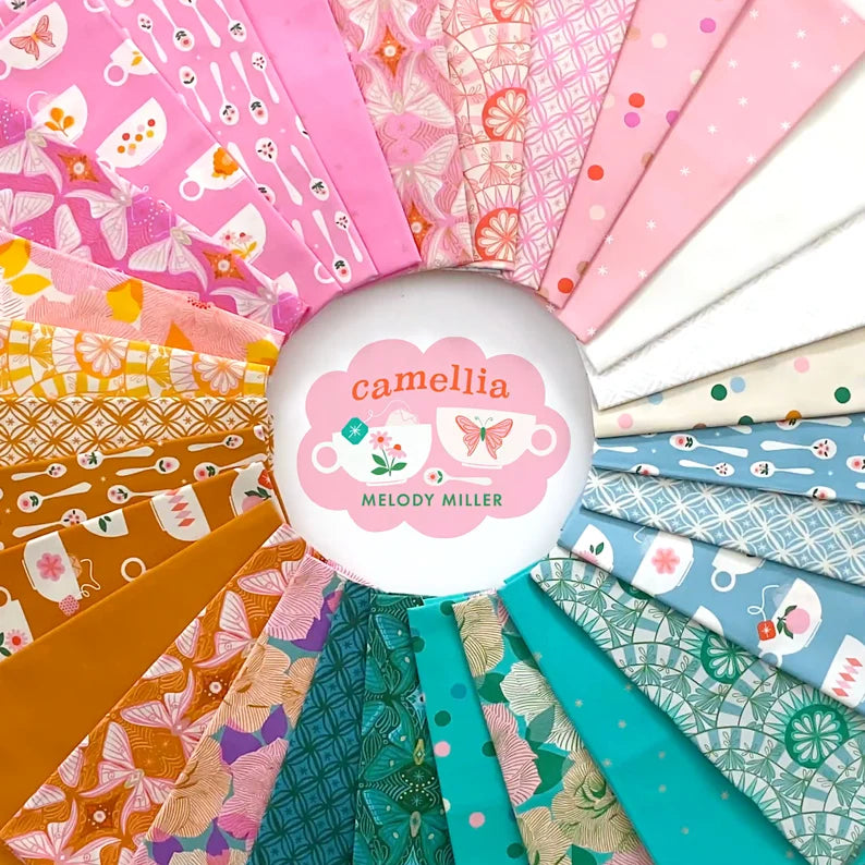 This FAT QUARTER BUNDLE contains 29 quilting cotton prints from Camellia by Melody Miller for Ruby Star Society.  Manufacturer: Ruby Star Society Designer: Melody Miller Collection: Camellia Material: 100% Cotton  Weight: Quilting